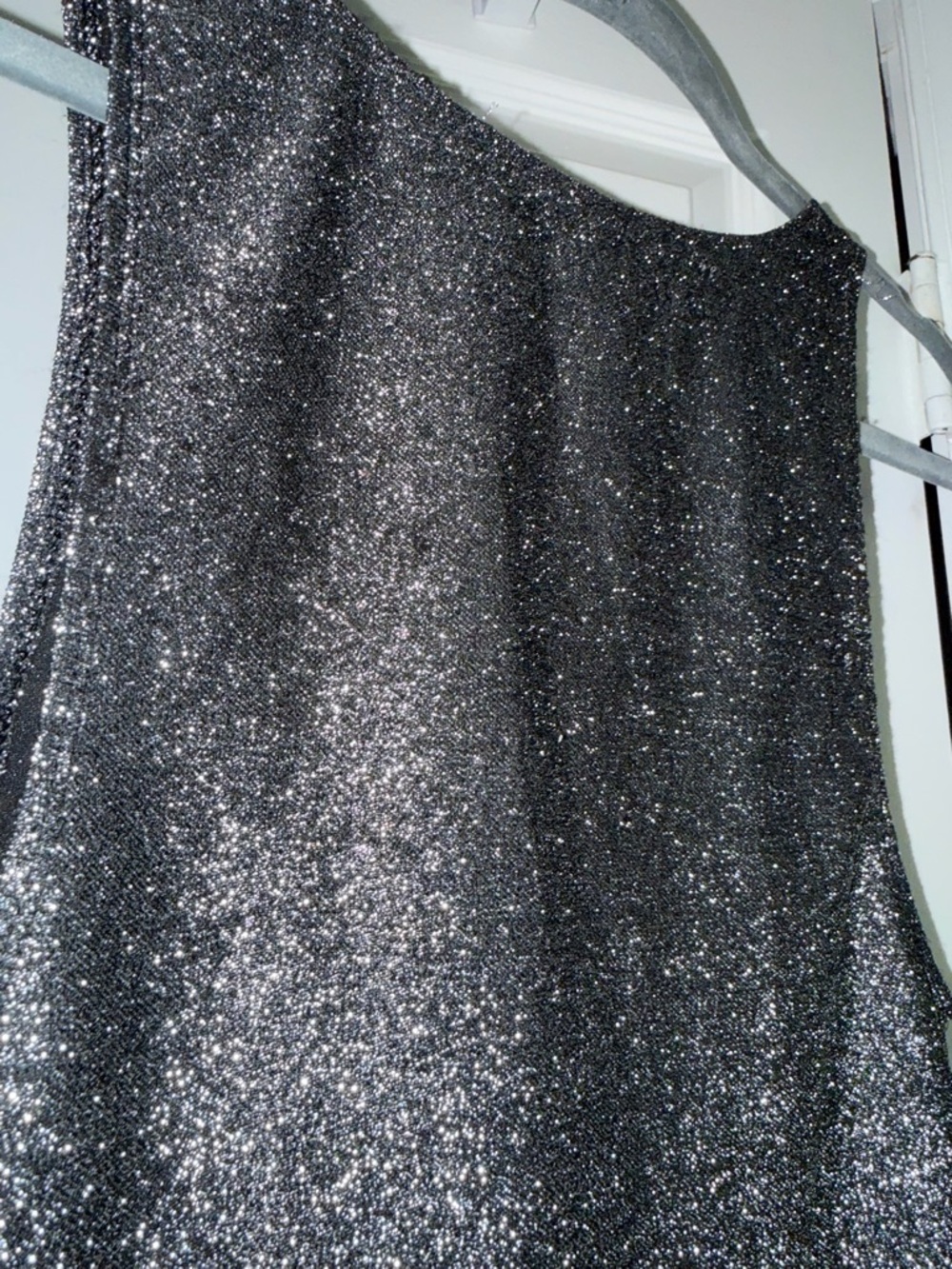Reformation Saturn Bodysuit Glitter Black Silver Shimmer Sleeveless Size M - Picture 8 of 9